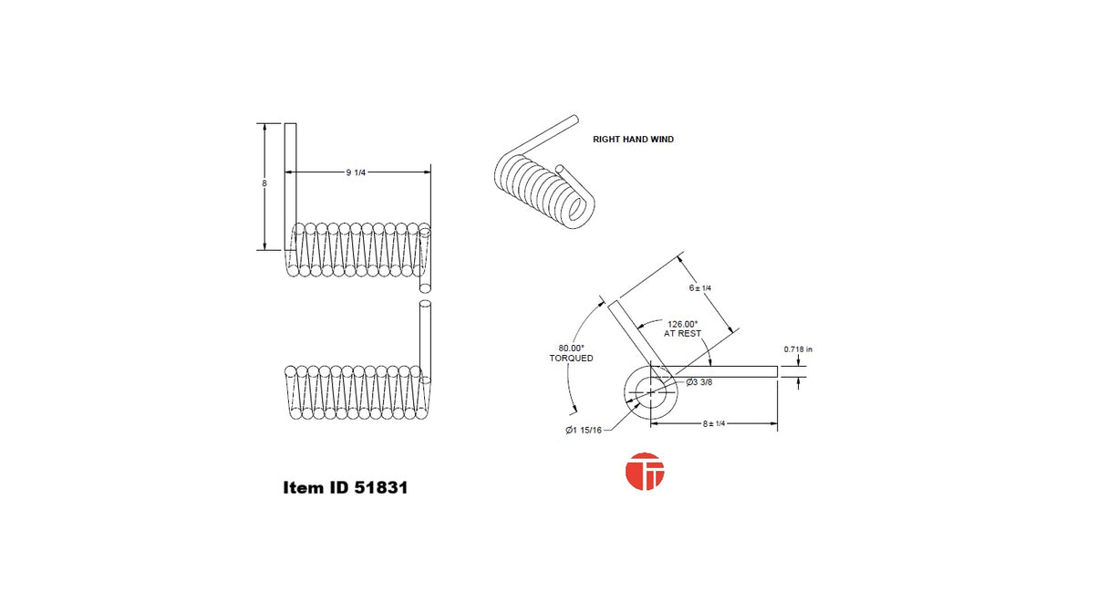 Item ID 51831 , SPRING TORSION RAMP LIFT GROUND H/TD 76 DEGREE 20K - DPSAR