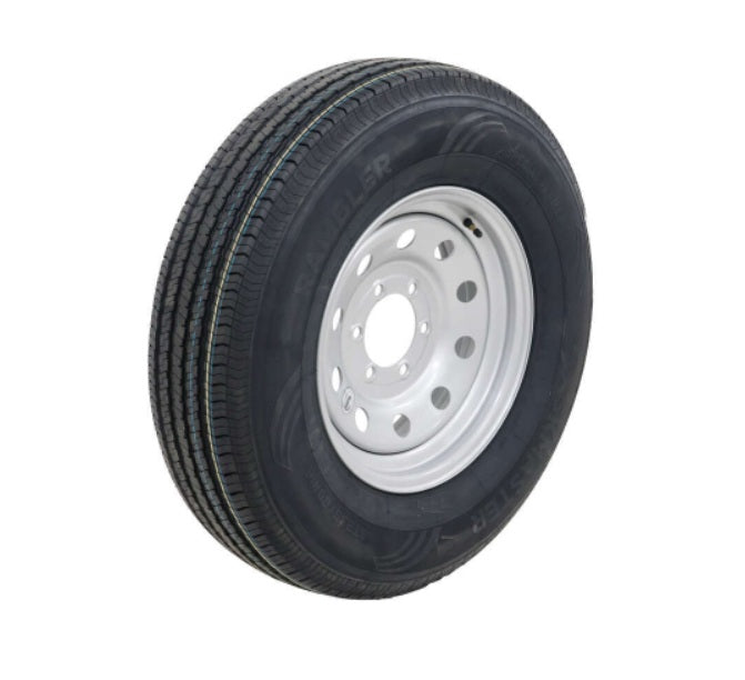 Item ID 63218 , 916-655-601 TIRE & WHEEL ASSEMBLY ST235/80R16 "E" ON WHITE MOD 6 ON 5.5