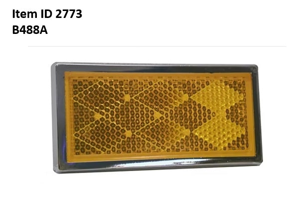 Item ID 2773 , 254-B484A 3.44" Wide Amber Rectangular Reflector Surface Mount Adhesive Backed
