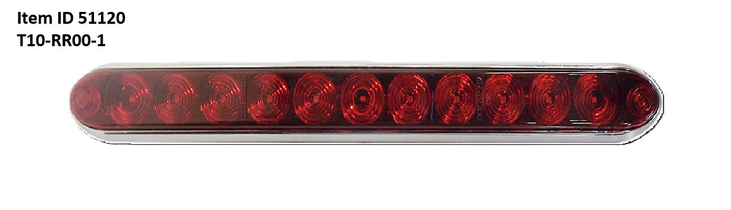 Item ID 51120 , T10-RR00-1 LIGHT BAR STOP/TURN/TAIL LIGHT LED LOW PROFILE - RED