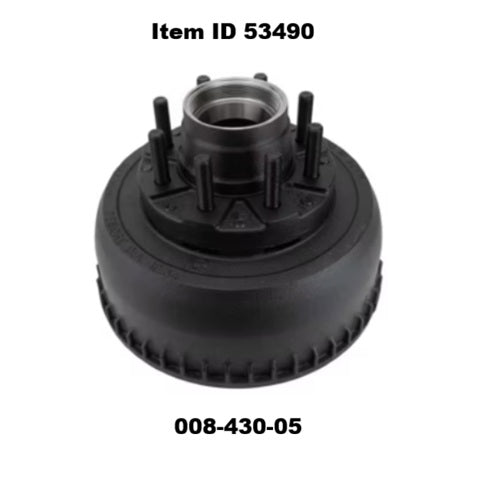 Item ID 53490 , 008-430-05 Dexter® Two Piece Hub-Drum with Studs and Races Only. Compatible with New Style 10,000 Lbs General Duty Axles.