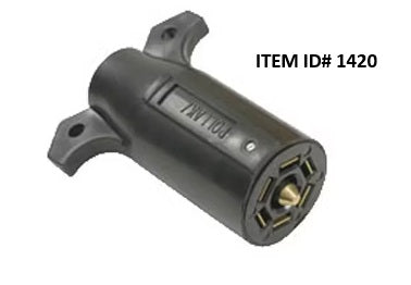 Item ID 1420 , 38508 CONNECTOR PLUG 7 POLE ROUND PLASTIC RV