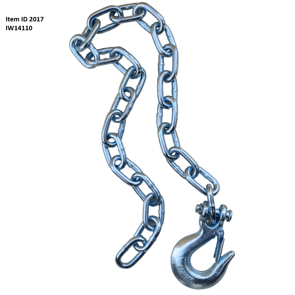 Item ID 20017 , IW14110 Safety chain assembly .025 W/ GR 30 Clevis Hook