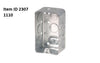 Item ID 2307 , 1110 Utility Box, Gangable, 1 Gang, Steel, (10) 1/2 in. KOs, 4 x 2-3/8 x 1-1/2 in., 16.5 cu.in.