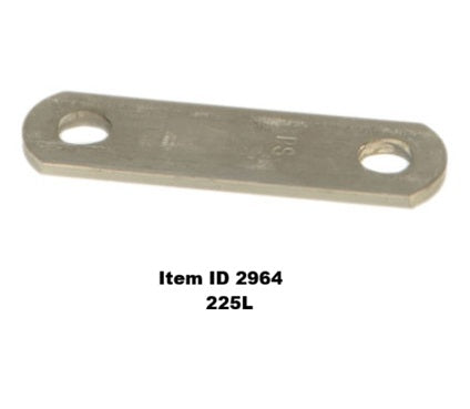 Item ID 2964 , 225L  SHACKLE STRAP 2 1/4" CENTER OF HOLES