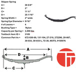 Item ID 3109 , 803T3, 072-030-00 SPRING SLIPPER 2000# 26.125 X 2.0 X 4 LEAF 0.5625 EYE
