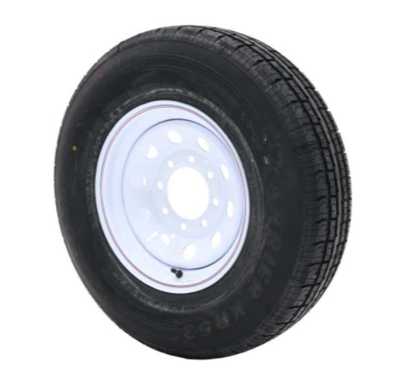 Item ID 36629 , OTR6531053A04S TIRE & WHEEL ASSEMBLY ST235/80R16 "E" ON WHITE MOD 0.0 INSET 8 on 6.5