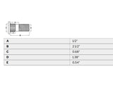 Item ID 3664 , 165995 Drive In Wheel Stud, 1/2"-20 x 2-1/2", Right Hand Thread