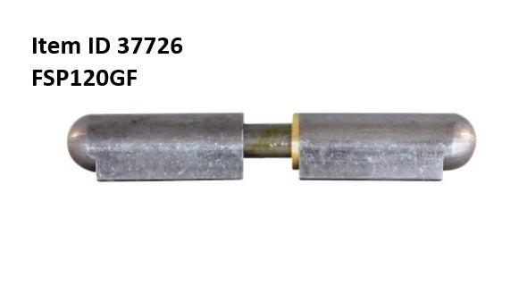 Item ID 37726 , FSP120GF Steel Bullet Hinge, 4-3/4" Weld-On with Steel Pin & Brass