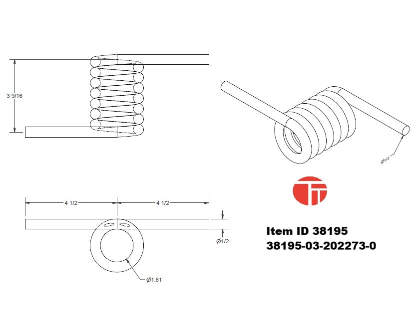 Item ID 38195 , 38195-03-202273-0 Spring torsion Ramp R/H (REM) Replaces 3127 passenger side Ramp - Outside