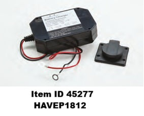 Item ID 45277 , HAVEP1812 BATTERY CHARGER - 115VAC TO 12VDC - 1.5 AMP