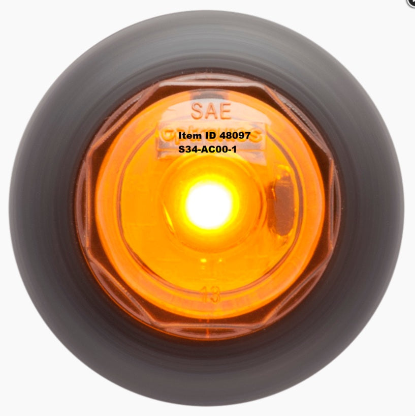 Item ID 48097 , S34-AC00-1 LIGHT CLEARANCE 0.75 DIA. ROUND LED AMBER CLEAR LENS w/GROMMET