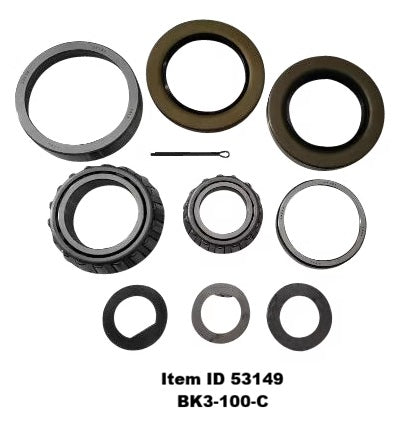 Item ID 53149 , BK3-100-C 6K BRG KIT KIT COMES WITH BEARINGS, RACES, GREASE SEAL, WASHERS