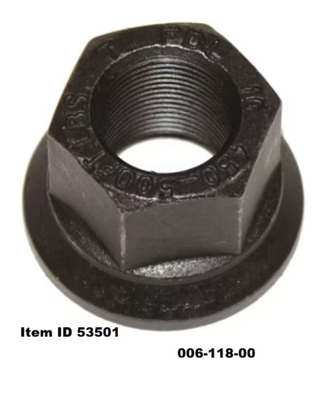 Item ID 53501 , 006-118-00  Hex Wheel Nut, Swivel Flange, 22mm x 1.5, Right Hand Thread