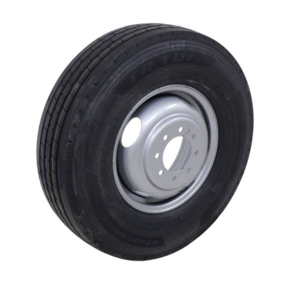 Item ID 62936 ,916-865-604 TIRE & WHEEL ASSEMBLY ST235/85R16 "G" ON DUAL 5.5 OUTSET 8 ON 6.5 GREY