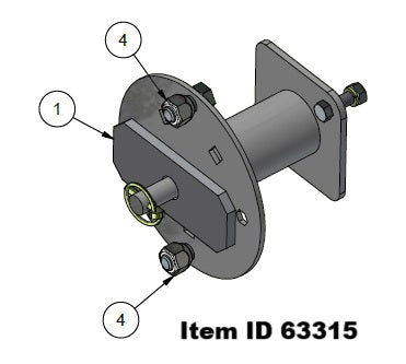 Item ID 63315 , 63315 KIT - SPARE TIRE CARRIER 8 0N 6.5 LOWBOY HORIZONTAL 5.0 HG w/ MOUNTING HARDWARE - BLACK