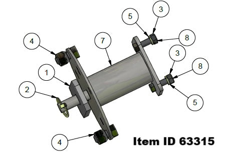 Item ID 63315 , 63315 KIT - SPARE TIRE CARRIER 8 0N 6.5 LOWBOY HORIZONTAL 5.0 HG w/ MOUNTING HARDWARE - BLACK