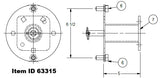 Item ID 63315 , 63315 KIT - SPARE TIRE CARRIER 8 0N 6.5 LOWBOY HORIZONTAL 5.0 HG w/ MOUNTING HARDWARE - BLACK