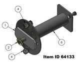 Item ID 64133 , 64133 KIT - SPARE TIRE CARRIER 8 0N 6.5 DGN DUAL HSS HORIZONTAL 9.44 HG w/ MOUNTING HARDWARE - BLACK