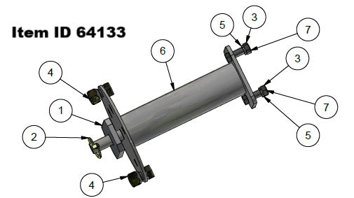 Item ID 64133 , 64133 KIT - SPARE TIRE CARRIER 8 0N 6.5 DGN DUAL HSS HORIZONTAL 9.44 HG w/ MOUNTING HARDWARE - BLACK