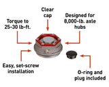 Item ID 66348 , 85373928 Lippert Premium Threaded Dust Cap with Rubber Plug & O-Ring - 2-7/8" Diameter, 8,000-lb. Axles, Oil Lube