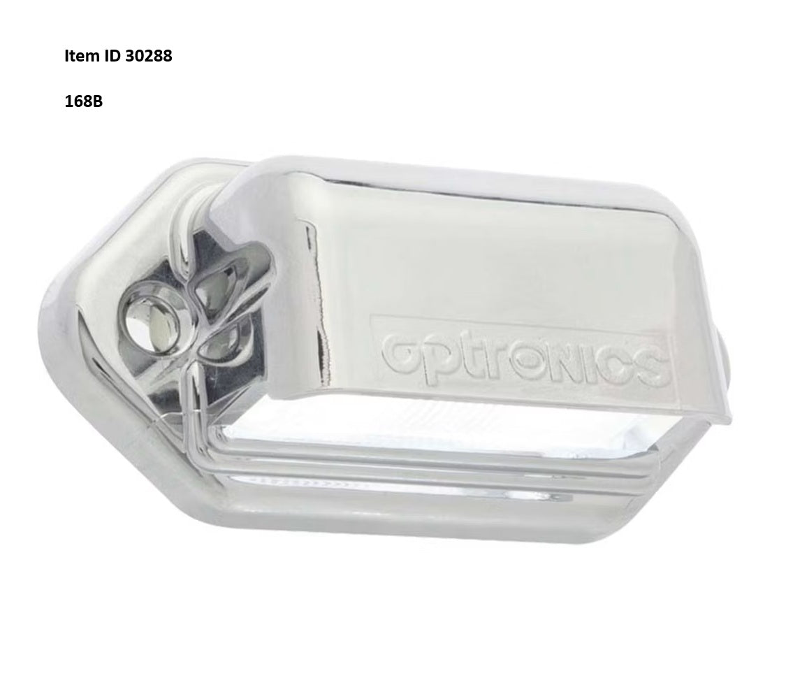 Item ID 30288 , 168B License Plate Light LED License Plate Light, Mini, Chrome 3.0 X 1.25