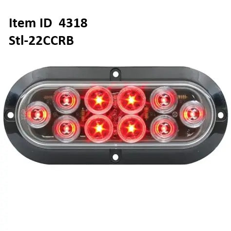 Item ID 43180 , L15-0078 LIGHT STOP TURN TAIL 6.5 X 2.25 OVAL CLEAR - 10 DIODE LED RED