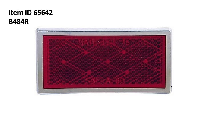 Item ID 2774 , B484R 3.44" Wide Red Rectangular Reflector Surface Mount Adhesive Backed
