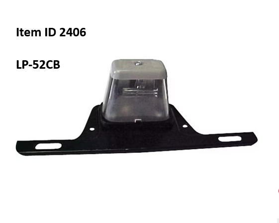 Item ID 2406 , JO4-LP-52CB LIGHT LICENSE PLATE 4.0 X 2.25 REC. SURFACE MOUNT W/ BRACKET CLEAR IMPORT